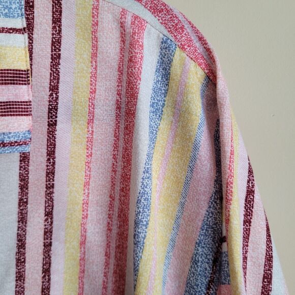 Eden & Olivia Womens Blouse Plus Size 2X Button Front Multicolor Stripes Pockets - Picture 3 of 9